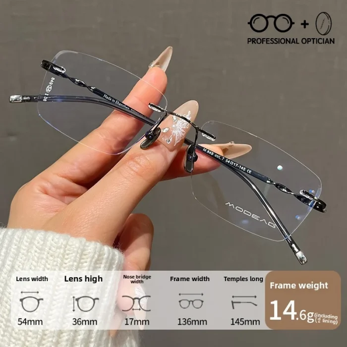 Ultra-light Pure Titanium Rimless Spectacle Frames Gold Wire Small Frame Glasses Frames for Men Women Can Be Fitted with Lenses - Image 4