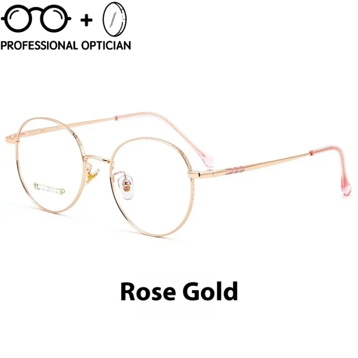 Fashion Retro Style Round Ultra-light Pure Titanium Full Small Blue Light Prescription Glasses Women Oculos De Grau Feminino - Image 6