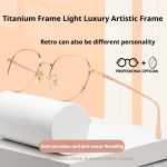 Women's Vintage Titanium Glasses Frame - Retro Round HD Optical Eyewear, Lightweight Prescription Eyeglasses Blue Light - Image 6