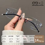 Ultra-light Pure Titanium Rimless Spectacle Frames Gold Wire Small Frame Glasses Frames for Men Women Can Be Fitted with Lenses - Image 5
