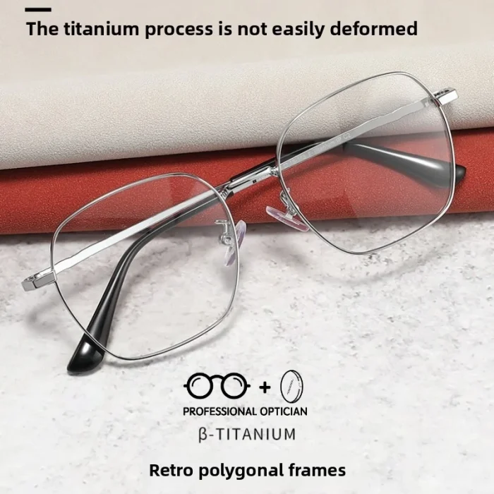 Trendy Fashionable New Vintage Irregular Polygon Large Frame Blue Light Myopia Glasses Men Optical Prescription Progressive - Image 5