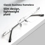 Ultralight Pure Titanium Simple Rimless Business Myopia Anti BlueLight Glasses Men Optical Prescription Multifocales Progresivos - Image 6