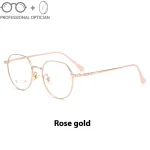 Women's Vintage Titanium Glasses Frame - Retro Round HD Optical Eyewear, Lightweight Prescription Eyeglasses Blue Light