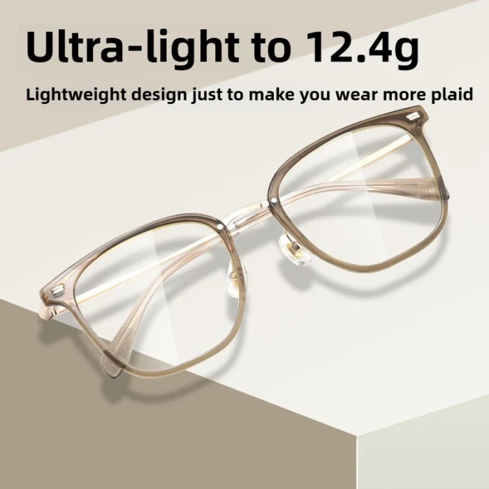 Tea-Colored Titanium Blue Light Prescription Glasses Women Big Face Frame Retro Optical Okulary Korekcyjne Damskie Na Receptę - Image 8