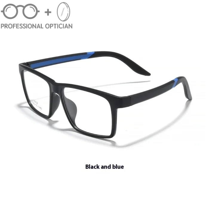 Men's Sport Black Frame Glasses Men- Oversize TR90 Design Sports Eyeglasses for Large Faces, Anti-Slip Temples Shockproof Lenses - Image 2