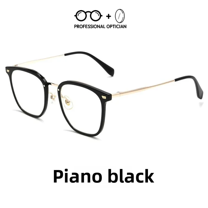 Tea-Colored Titanium Blue Light Prescription Glasses Women Big Face Frame Retro Optical Okulary Korekcyjne Damskie Na Receptę - Image 3