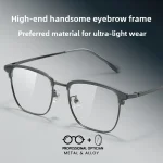 Large Frame for Men with Big Faces Stylish Tough Semi Rimmed Brow Bars High End Myopia Prescription Blue Light Glasses - Image 6