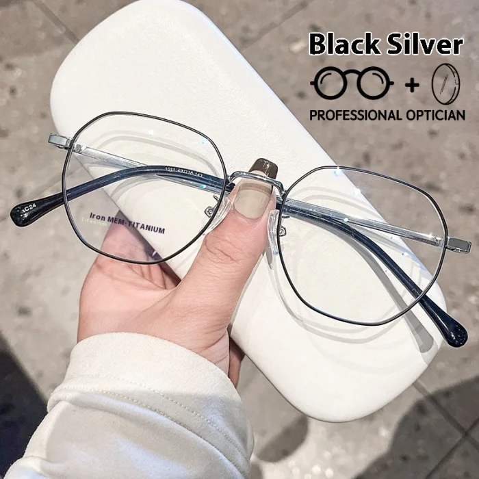 Unisex Ultra Light Polygon Alloy Fashion Myopia Hyperopia Astigmatism Anti Blue Light Prescription Optical Glasses - Image 3