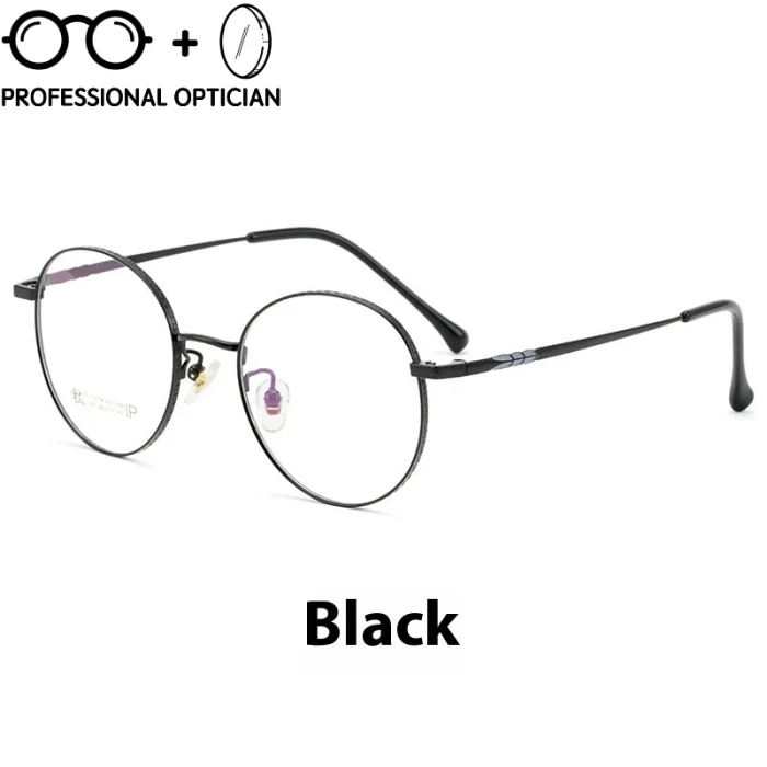 Fashion Retro Style Round Ultra-light Pure Titanium Full Small Blue Light Prescription Glasses Women Oculos De Grau Feminino - Image 4