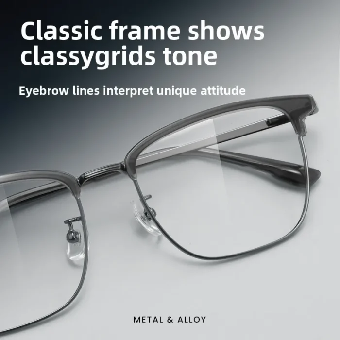 Large Frame for Men with Big Faces Stylish Tough Semi Rimmed Brow Bars High End Myopia Prescription Blue Light Glasses - Image 8