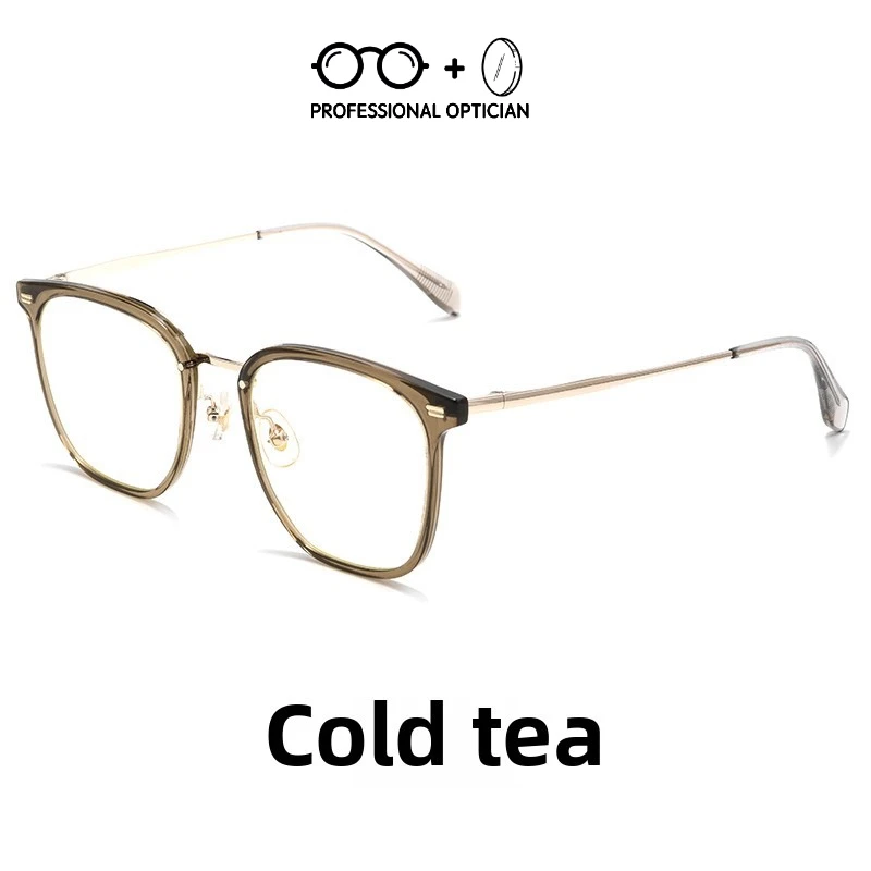 S5a2c255f759e45319b93b332446124991.webp Tea-Colored Titanium Blue Light Prescription Glasses Women Big Face Frame Retro Optical Okulary Korekcyjne Damskie Na Receptę - Image 1