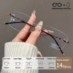 Ultra-light Pure Titanium Rimless Spectacle Frames Gold Wire Small Frame Glasses Frames for Men Women Can Be Fitted with Lenses