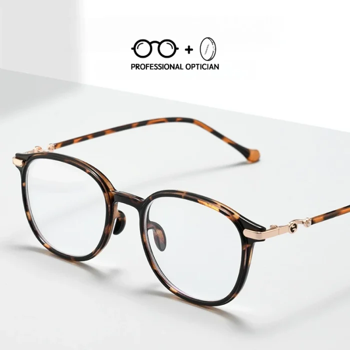High End Retro Tortoiseshell Round Frame Korean Style Myopia Hyperopia Astigmatism Anti Blue Light Prescription Optical Glasses - Image 8