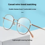 Ultra-light Pure Titanium Trendy Retro Glasses Women Myopia Blue Light Glasses Men Optical Prescription Progressive نظارات طبية - Image 7