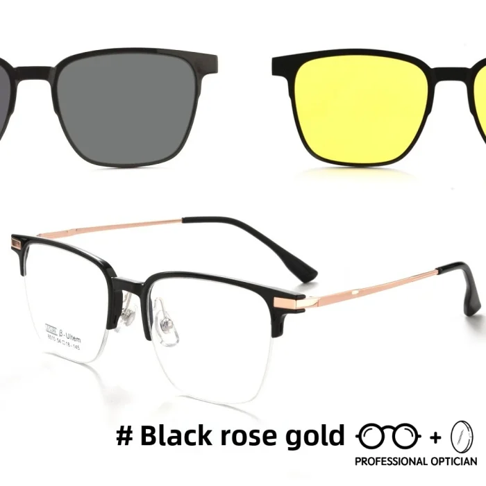 TR90 Magnetic Clip-On Business Sunglasses Night Driving Prescription Glasses Men Eyewear Summer Polarized Myopia Eyeglasses - Image 4