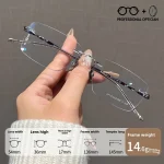 Ultra-light Pure Titanium Rimless Spectacle Frames Gold Wire Small Frame Glasses Frames for Men Women Can Be Fitted with Lenses - Image 6