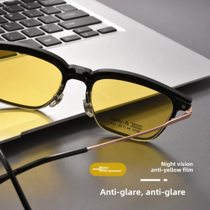 TR90 Magnetic Clip-On Business Sunglasses Night Driving Prescription Glasses Men Eyewear Summer Polarized Myopia Eyeglasses - Image 9