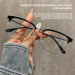 Large Frame for Men with Big Faces Stylish Tough Semi Rimmed Brow Bars High End Myopia Prescription Blue Light Glasses - Image 7