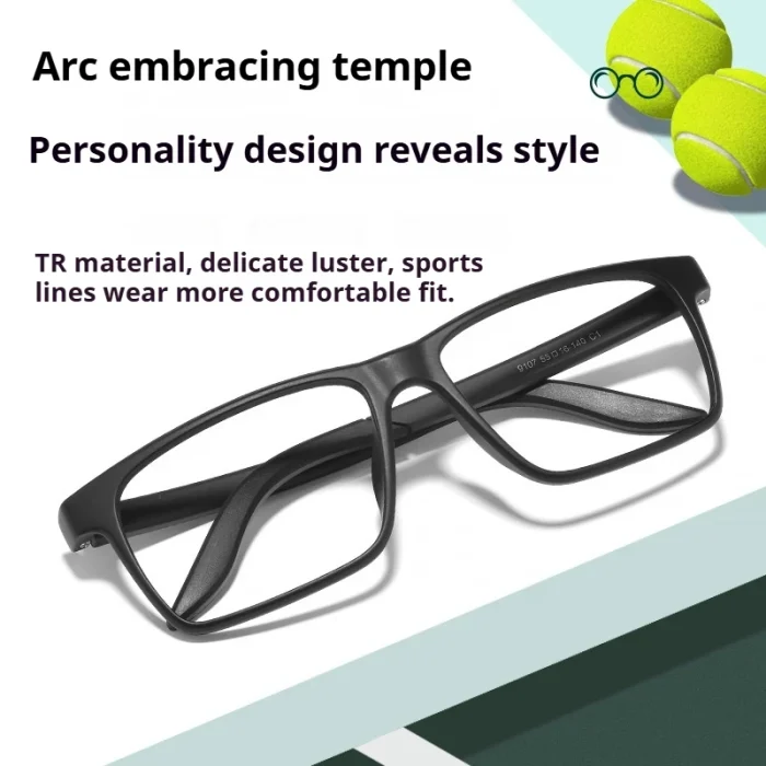 Men's Sport Black Frame Glasses Men- Oversize TR90 Design Sports Eyeglasses for Large Faces, Anti-Slip Temples Shockproof Lenses - Image 7