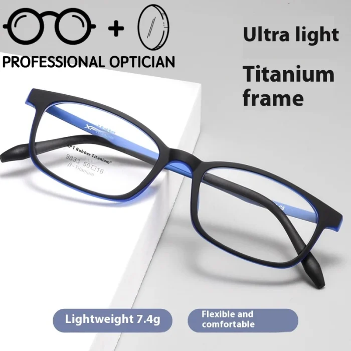 High Degree TR90 Small Frame Casual Ultra Light Titanium Frame Student Myopia Hyperopia Anti Blue Light Prescription Glasses - Image 8