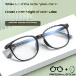 Ultra Light TR90 Literary Retro Round Frame Plain Myopia Hyperopia Astigmatism Anti Blue Light Prescription Optical Glasses - Image 7