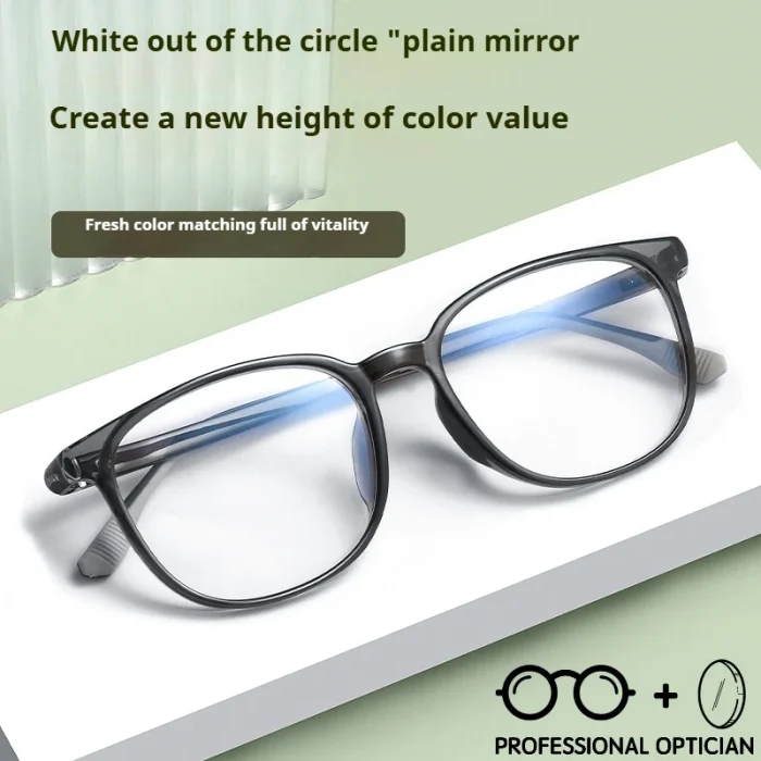 Ultra Light TR90 Literary Retro Round Frame Plain Myopia Hyperopia Astigmatism Anti Blue Light Prescription Optical Glasses - Image 7
