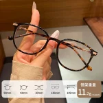 High End Retro Tortoiseshell Round Frame Korean Style Myopia Hyperopia Astigmatism Anti Blue Light Prescription Optical Glasses - Image 3