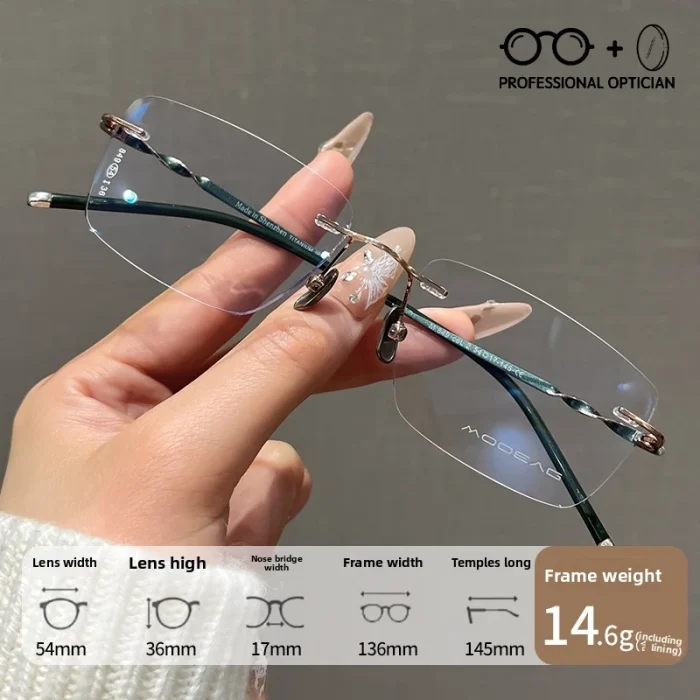 Ultra-light Pure Titanium Rimless Spectacle Frames Gold Wire Small Frame Glasses Frames for Men Women Can Be Fitted with Lenses - Image 3