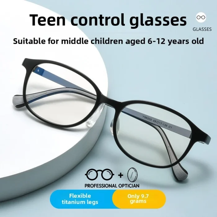 Youth Prevention and Control Eyeglasses Frame Ultra-light Pure Titanium Temple Myopia Children's Prescription Blue Light Glasses - Image 6