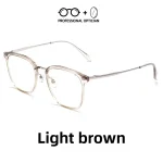 Tea-Colored Titanium Blue Light Prescription Glasses Women Big Face Frame Retro Optical Okulary Korekcyjne Damskie Na Receptę - Image 2