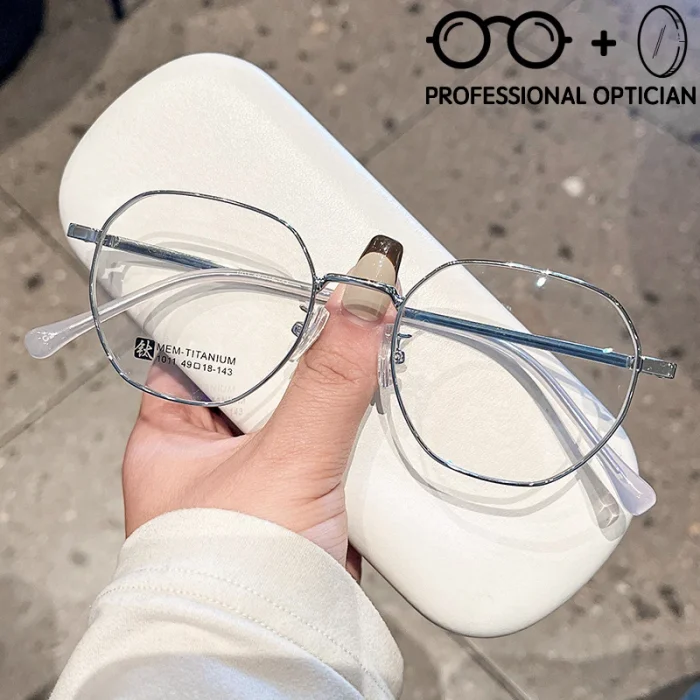 Unisex Ultra Light Polygon Alloy Fashion Myopia Hyperopia Astigmatism Anti Blue Light Prescription Optical Glasses - Image 7