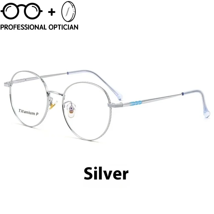 Fashion Retro Style Round Ultra-light Pure Titanium Full Small Blue Light Prescription Glasses Women Oculos De Grau Feminino - Image 2