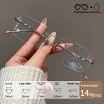 Ultra-light Pure Titanium Rimless Spectacle Frames Gold Wire Small Frame Glasses Frames for Men Women Can Be Fitted with Lenses - Image 2