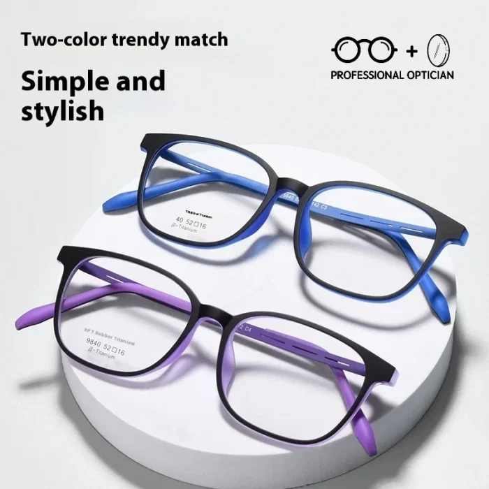 Rubber Titanium Full Titanium Ultralight Men's Student Myopia Hyperopia Astigmatism Anti Blue Light Prescription Optical Glasses - Image 7