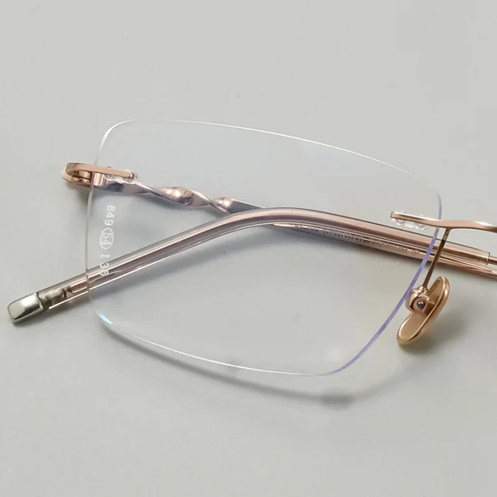 Ultra-light Pure Titanium Rimless Spectacle Frames Gold Wire Small Frame Glasses Frames for Men Women Can Be Fitted with Lenses - Image 9
