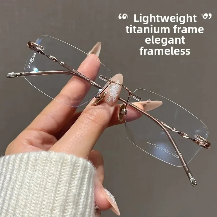 Ultra-light Pure Titanium Rimless Spectacle Frames Gold Wire Small Frame Glasses Frames for Men Women Can Be Fitted with Lenses - Image 7