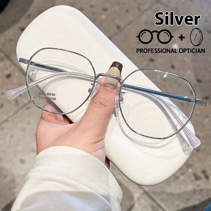 Unisex Ultra Light Polygon Alloy Fashion Myopia Hyperopia Astigmatism Anti Blue Light Prescription Optical Glasses - Image 5