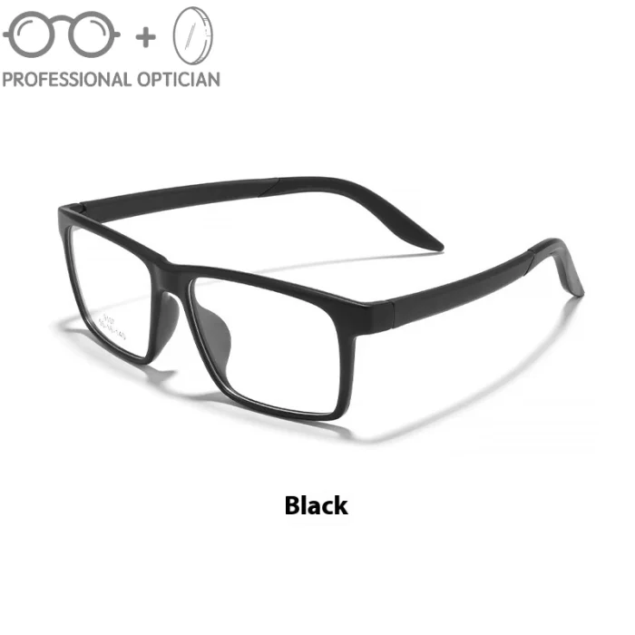 Men's Sport Black Frame Glasses Men- Oversize TR90 Design Sports Eyeglasses for Large Faces, Anti-Slip Temples Shockproof Lenses - Image 3