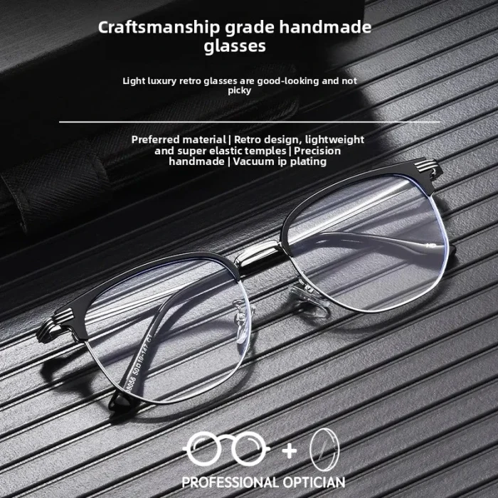 Fashion Casual Men's Anti-blue Light Glasses Eyebrow Eyeglasses Pure Titanium Prescription Glasses Men  Oculos Masculino De Grau - Image 5