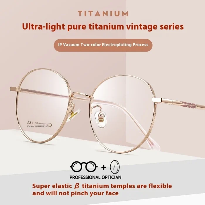 Fashion Retro Style Round Ultra-light Pure Titanium Full Small Blue Light Prescription Glasses Women Oculos De Grau Feminino - Image 7