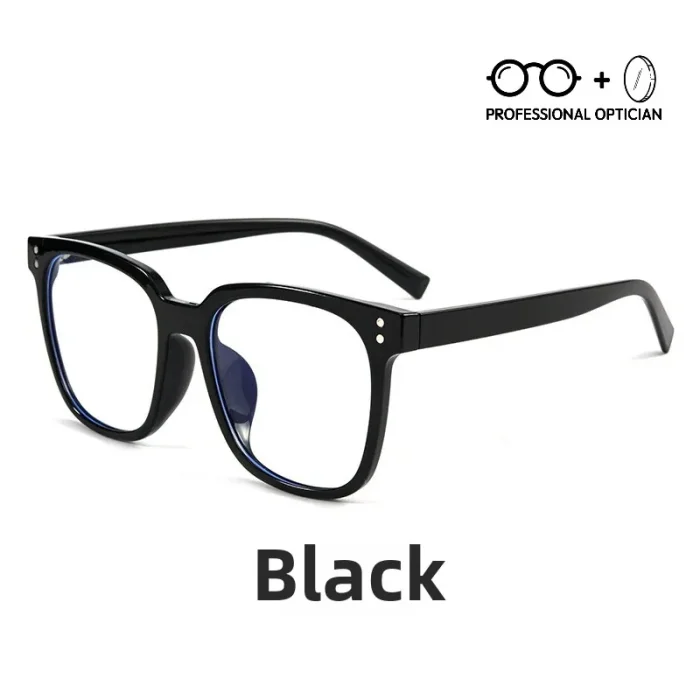 Large Black Frame Fashion Transparent Ultra Light Myopia Hyperopia Astigmatism Anti Blue Light Prescription Optical Glasses - Image 2
