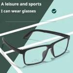 Men's Sport Black Frame Glasses Men- Oversize TR90 Design Sports Eyeglasses for Large Faces, Anti-Slip Temples Shockproof Lenses - Image 6